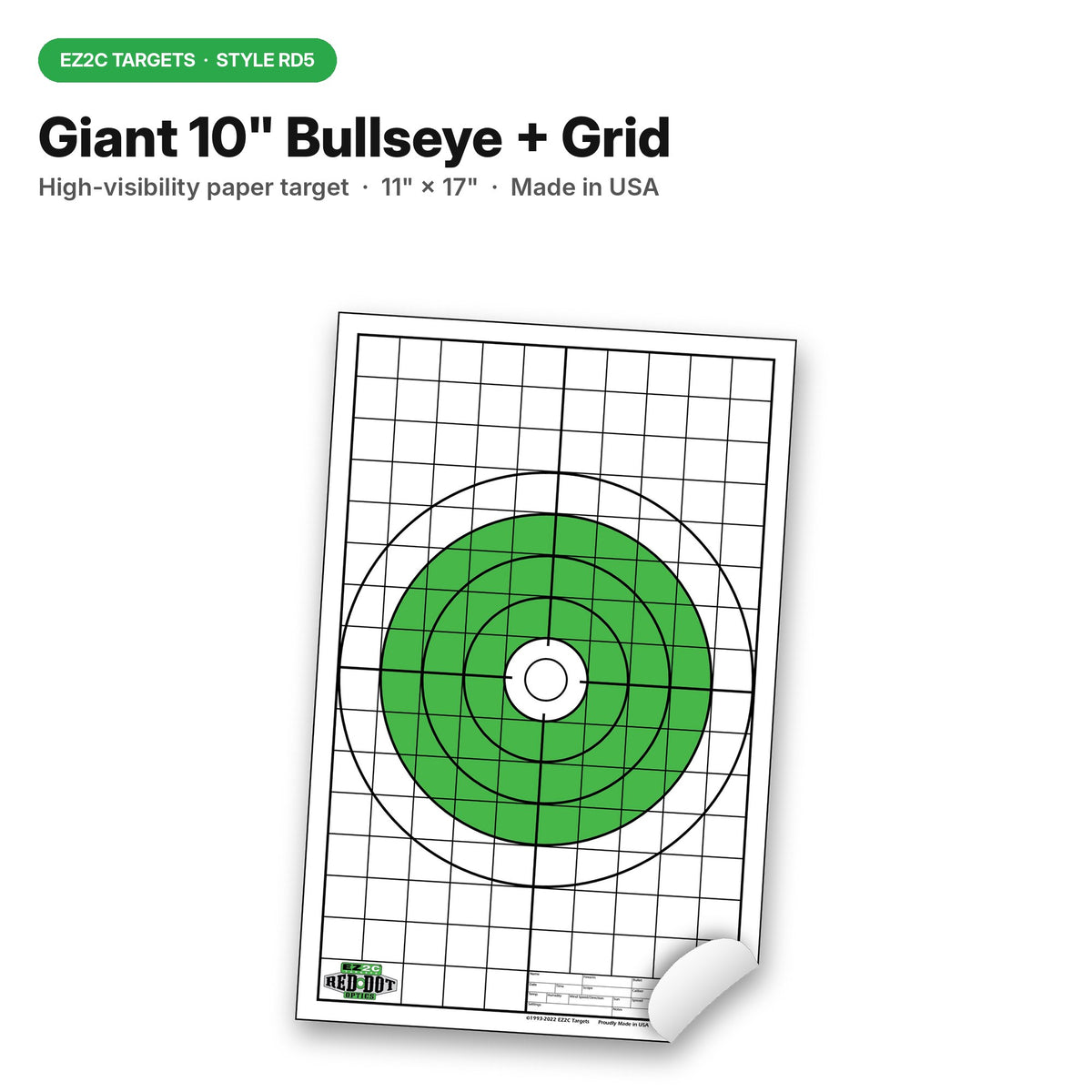 EZ2C Targets RD5: Shooting Paper Targets for Range 11"x17" USA MADE