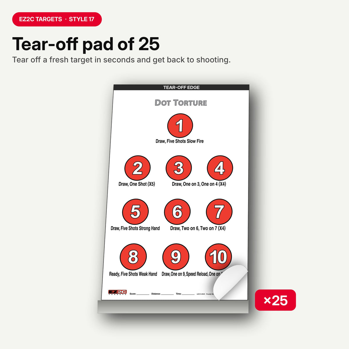 EZ2C Targets #17: Dot Torture Drill 11"x17" Paper Shooting Target USA MADE