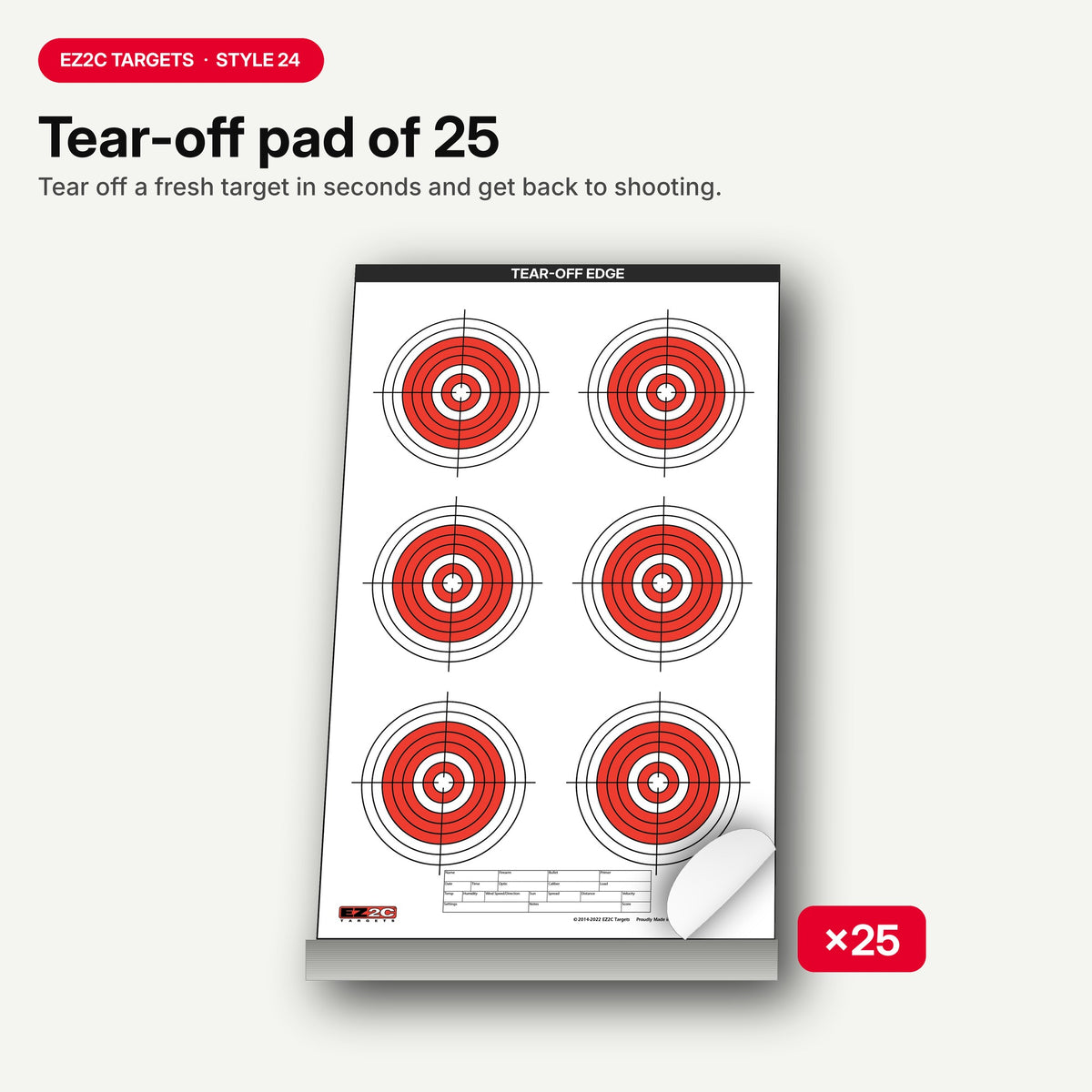 EZ2C Targets #24: Six Bullseye 11"x17" Shooting Paper Target USA MADE