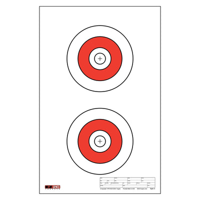 EZ2C Targets #2: Double Bullseye Paper Shooting Range Targets USA MADE 11”x17”