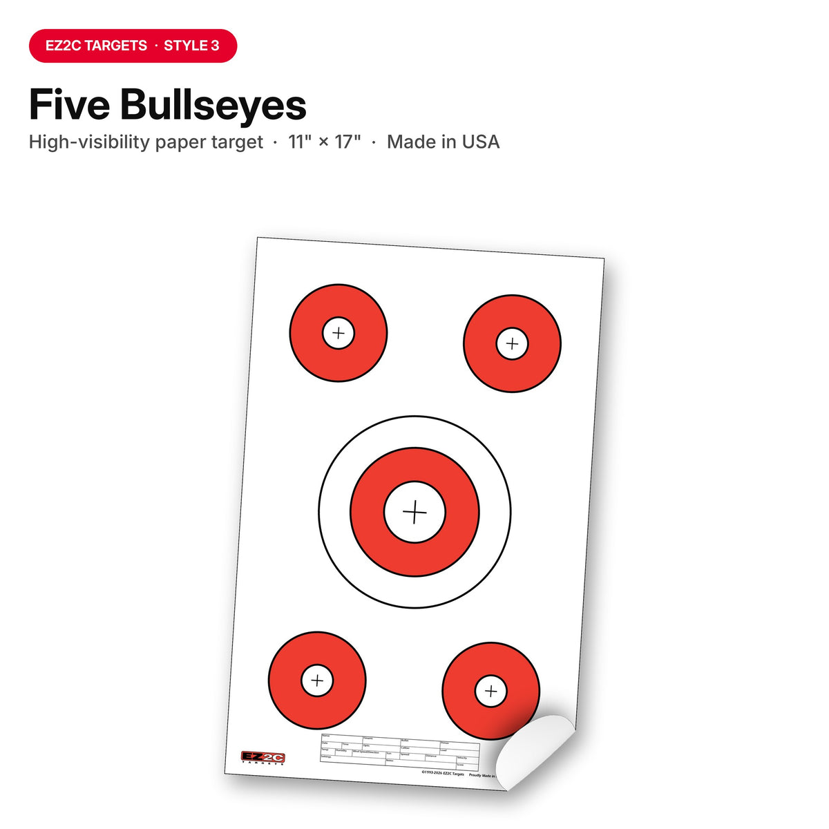 EZ2C Targets #3: Paper Shooting Targets 11"x17" USA Made