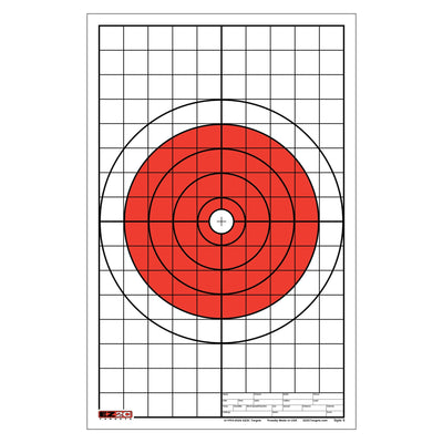 EZ2C Targets #5: Bullseye w 1" Grids for Sight-in 11"x17" USA MADE