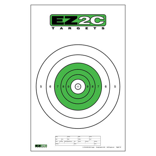 EZ2C Targets #12: Green B-16 B16 25-Yard Slow Fire Pistol Paper Target 11”x17” USA MADE