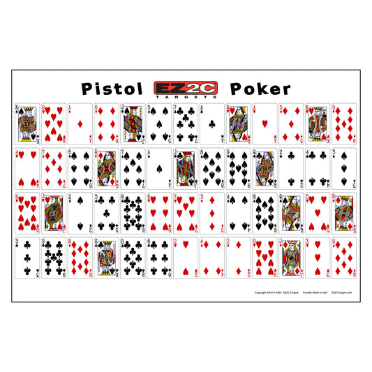 EZ2C Pistol Poker Paper Shooting Targets 12"x18" 20 pack USA MADE