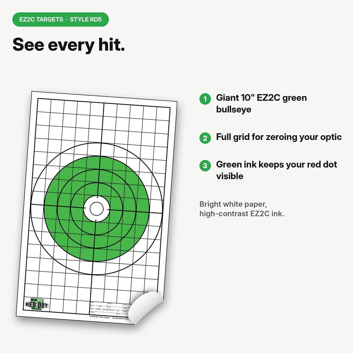 EZ2C Targets RD5: Shooting Paper Targets for Range 11"x17" USA MADE