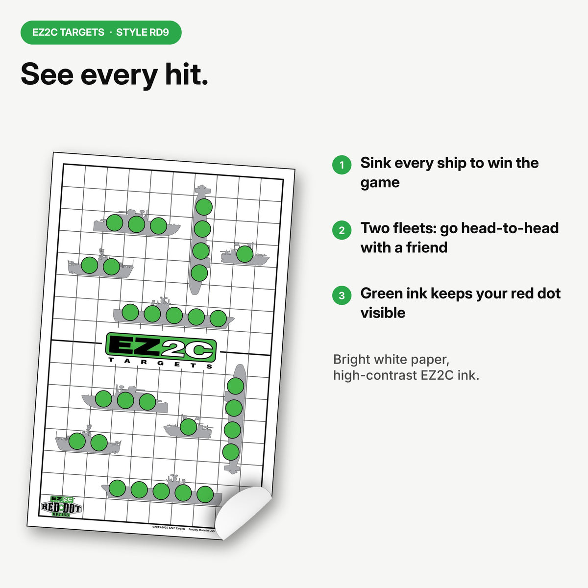 EZ2C Targets 22/RD9: Sink the Boats 11"x17" USA MADE Fun Paper Target