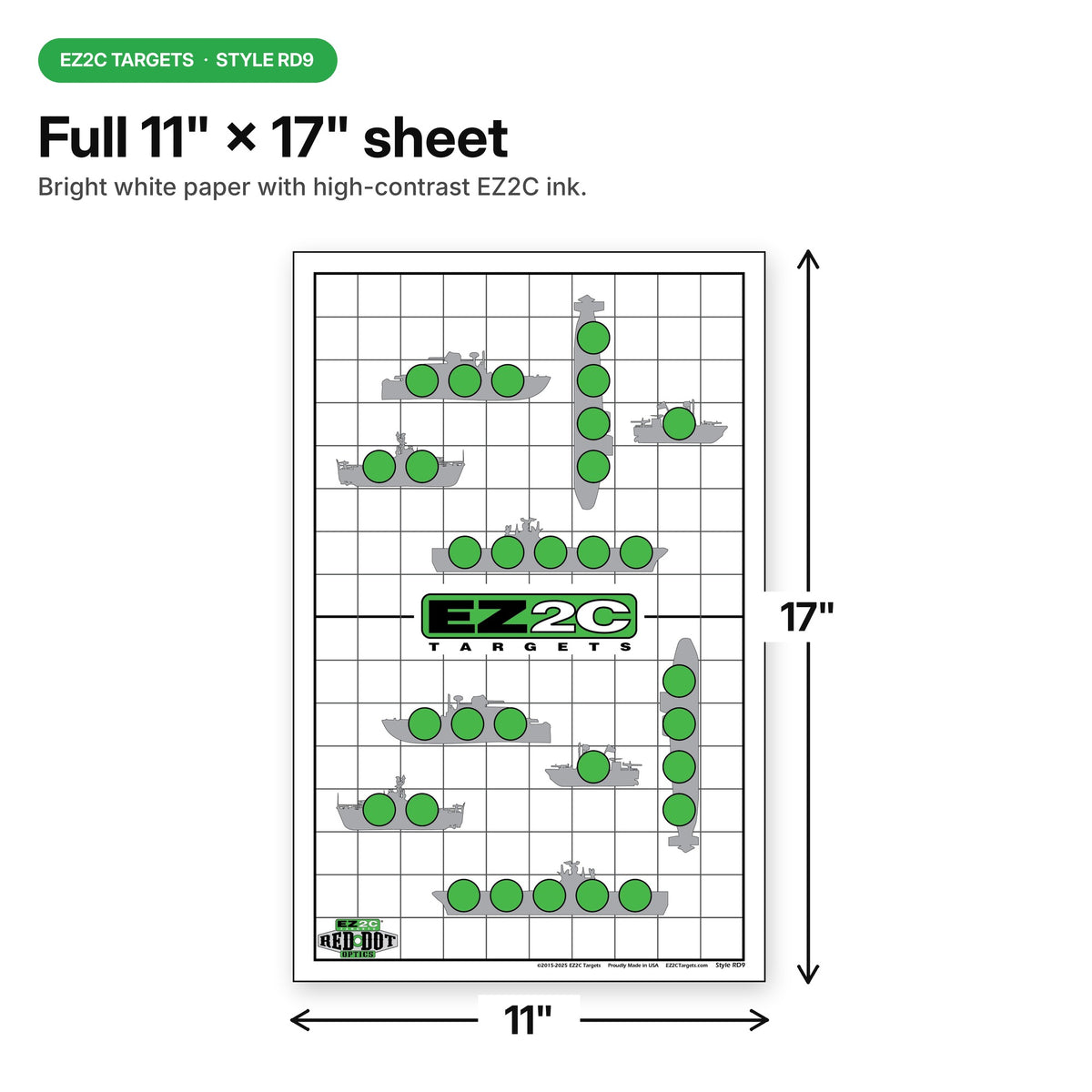 EZ2C Targets 22/RD9: Sink the Boats 11"x17" USA MADE Fun Paper Target