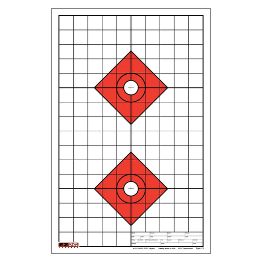 EZ2C Targets #13: Shooting Range Paper Target w 1" Grids 11"x17” USA MADE