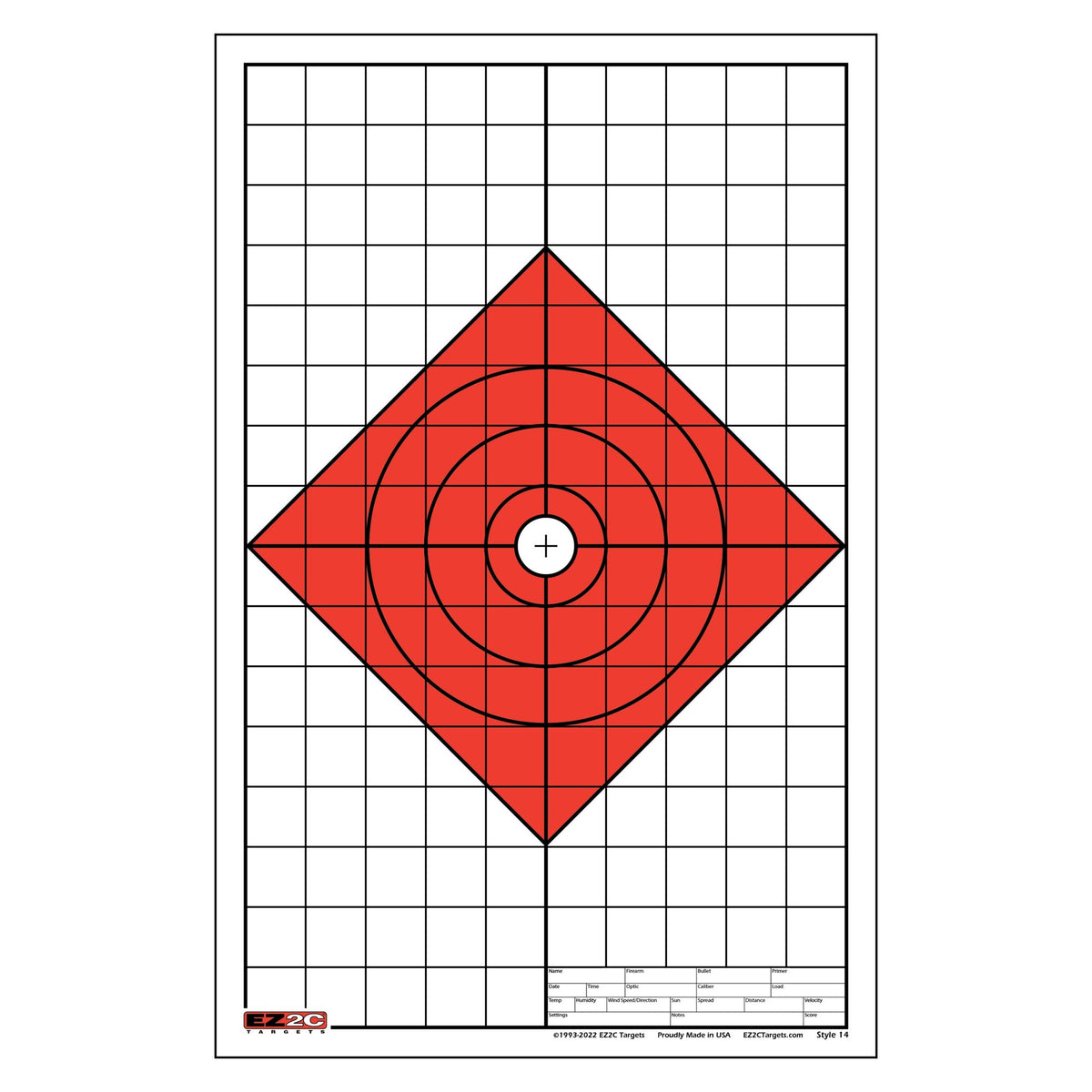 EZ2C Targets #14: Diamond Paper Shooting Target USA MADE Sight in 11”x17”