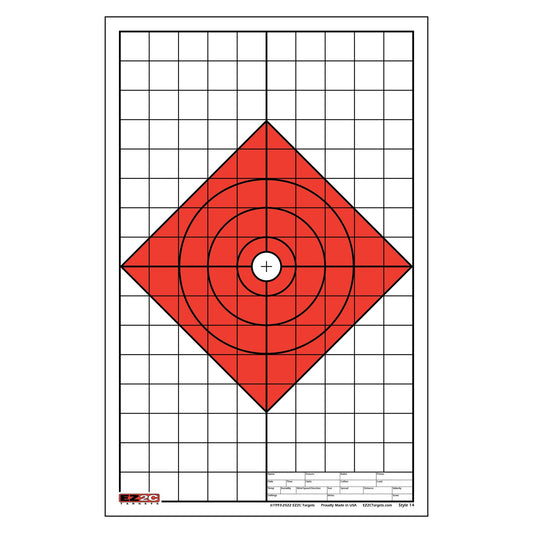 EZ2C Targets #14: Diamond Paper Shooting Target USA MADE Sight in 11”x17”
