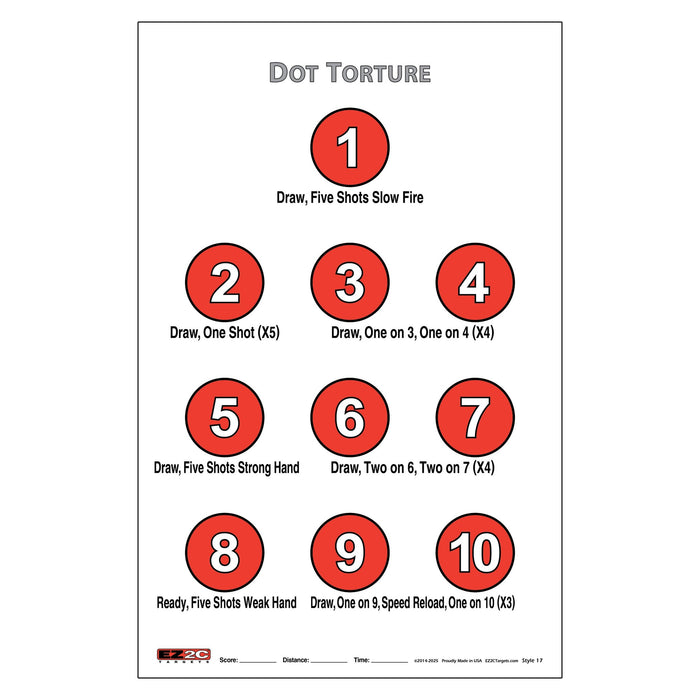 EZ2C Targets #17: Dot Torture Drill 11"x17" Paper Shooting Target USA MADE