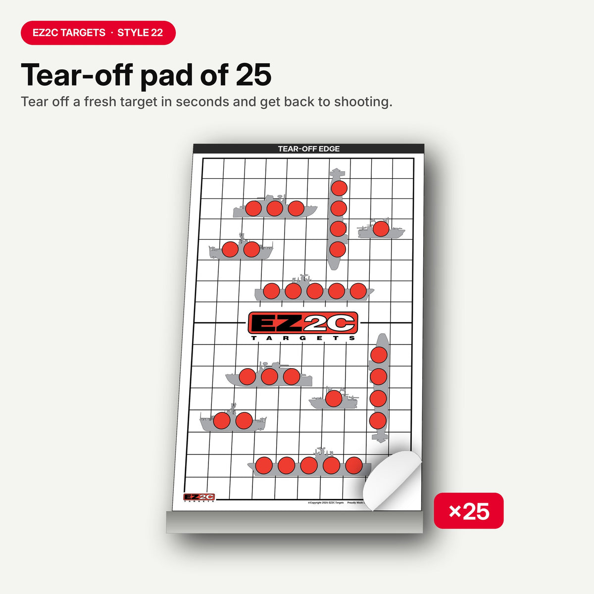 EZ2C Targets 22/RD9: Sink the Boats 11"x17" USA MADE Fun Paper Target