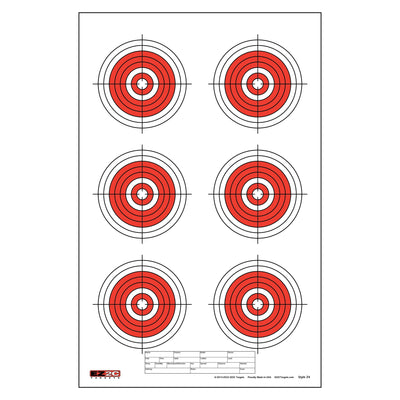 EZ2C Targets #24: Six Bullseye 11"x17" Shooting Paper Target USA MADE