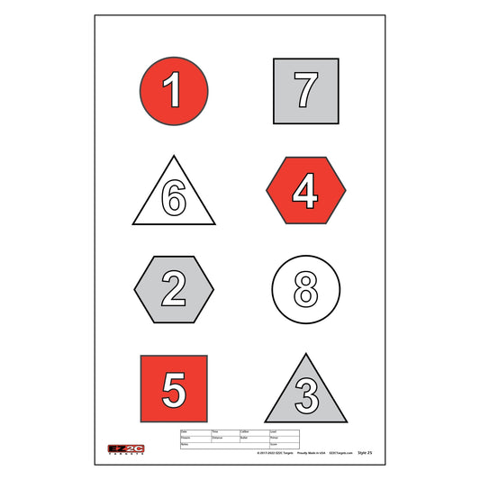 EZ2C Targets #25 Shooting Range Paper Targets 11"x17" USA MADE