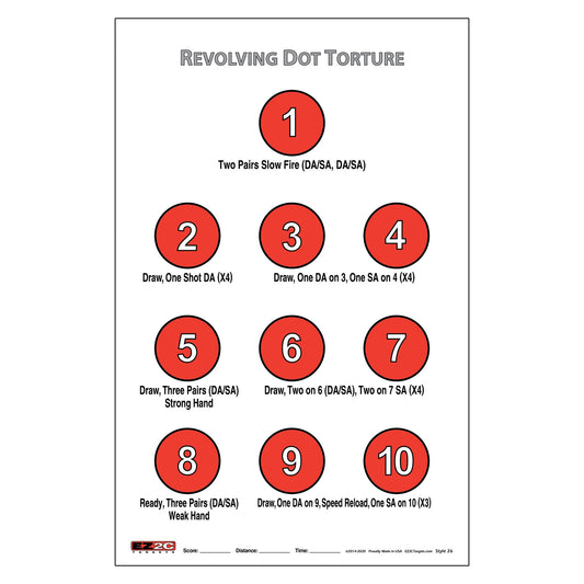 EZ2C Targets #26: Revolving Dot Torture 11"x17" Paper Targets for Shooting USA MADE