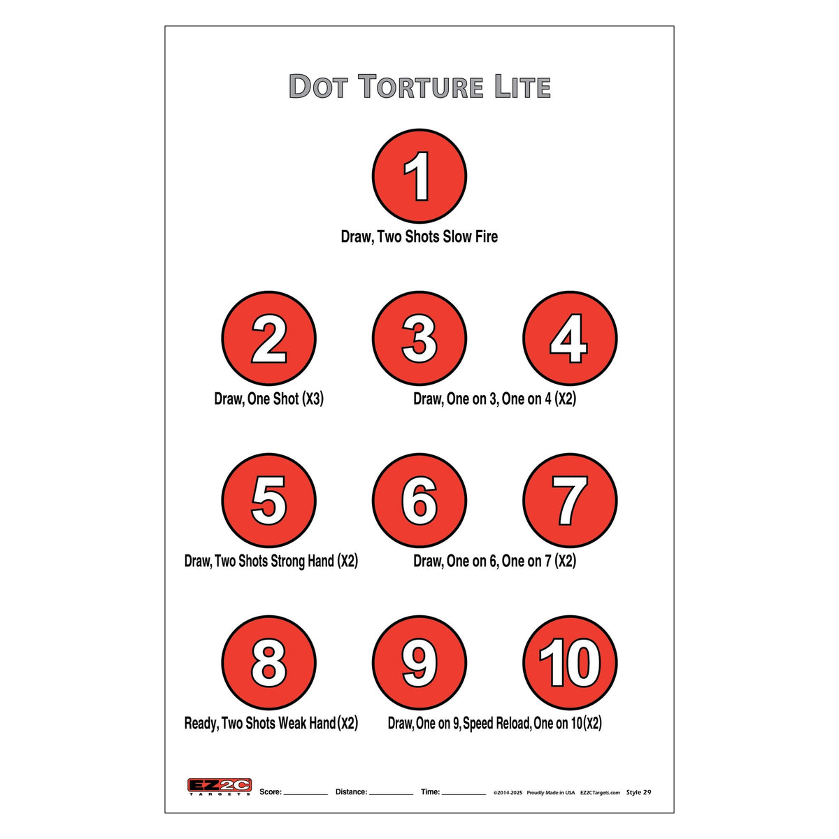 EZ2C Targets #29: Dot Torture Lite Drill 11"x17" Paper Shooting Target USA MADE