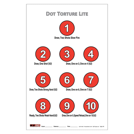EZ2C Targets #29: Dot Torture Lite Drill 11"x17" Paper Shooting Target USA MADE