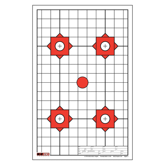 EZ2C Targets #7: Four Bullseye Plus Sight in 11”x17” Made in USA