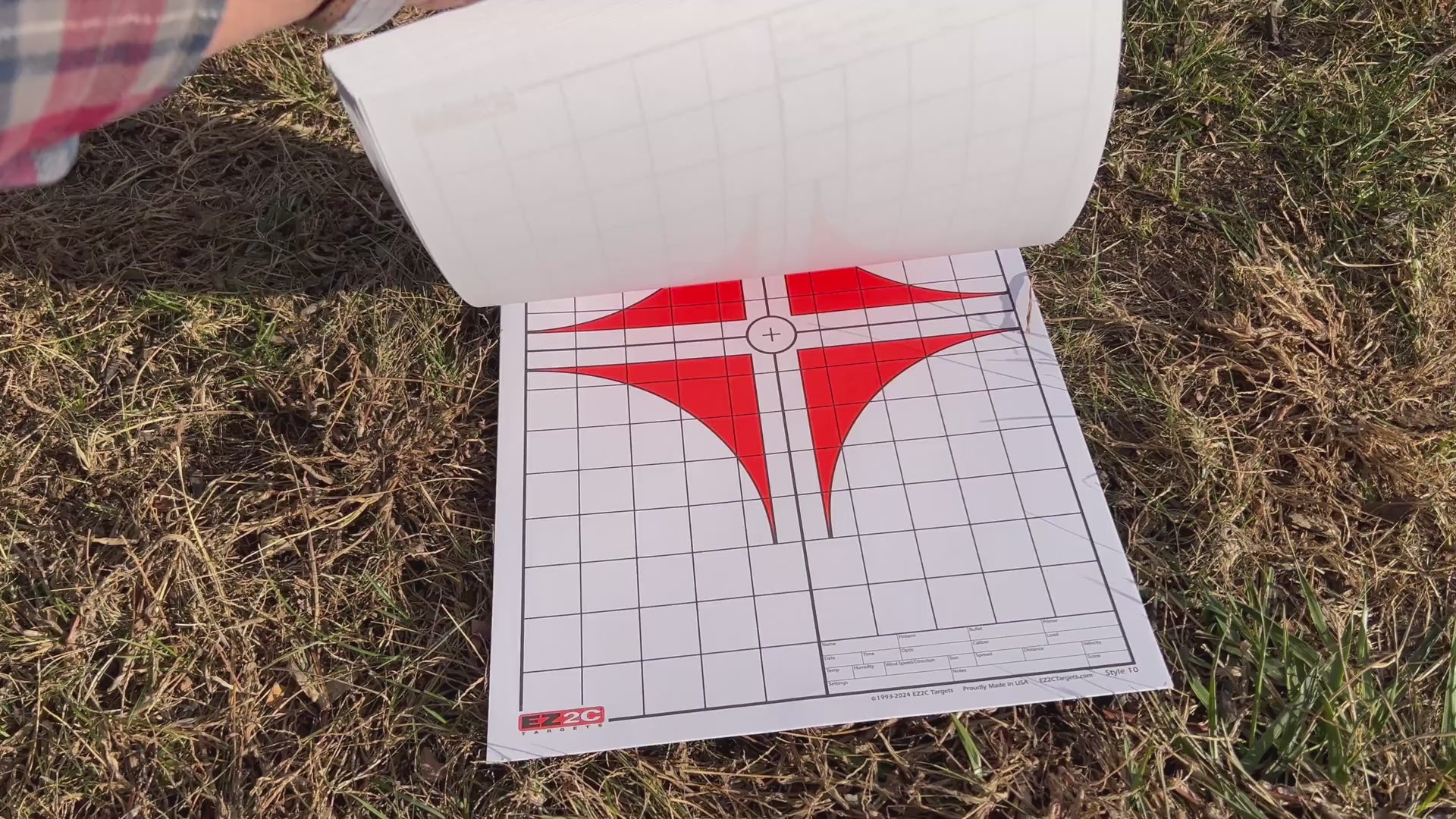 EZ2C Targets Style 10 rifle scope sight-in target tear-off pad video